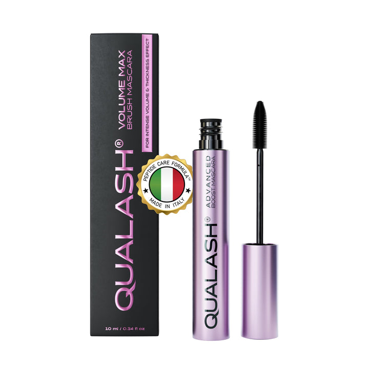 Mascara mit Wimpernserum-Effekt – QUALASH® Volume Max 10 ml – schwarze Wimperntusche für extremes Vo