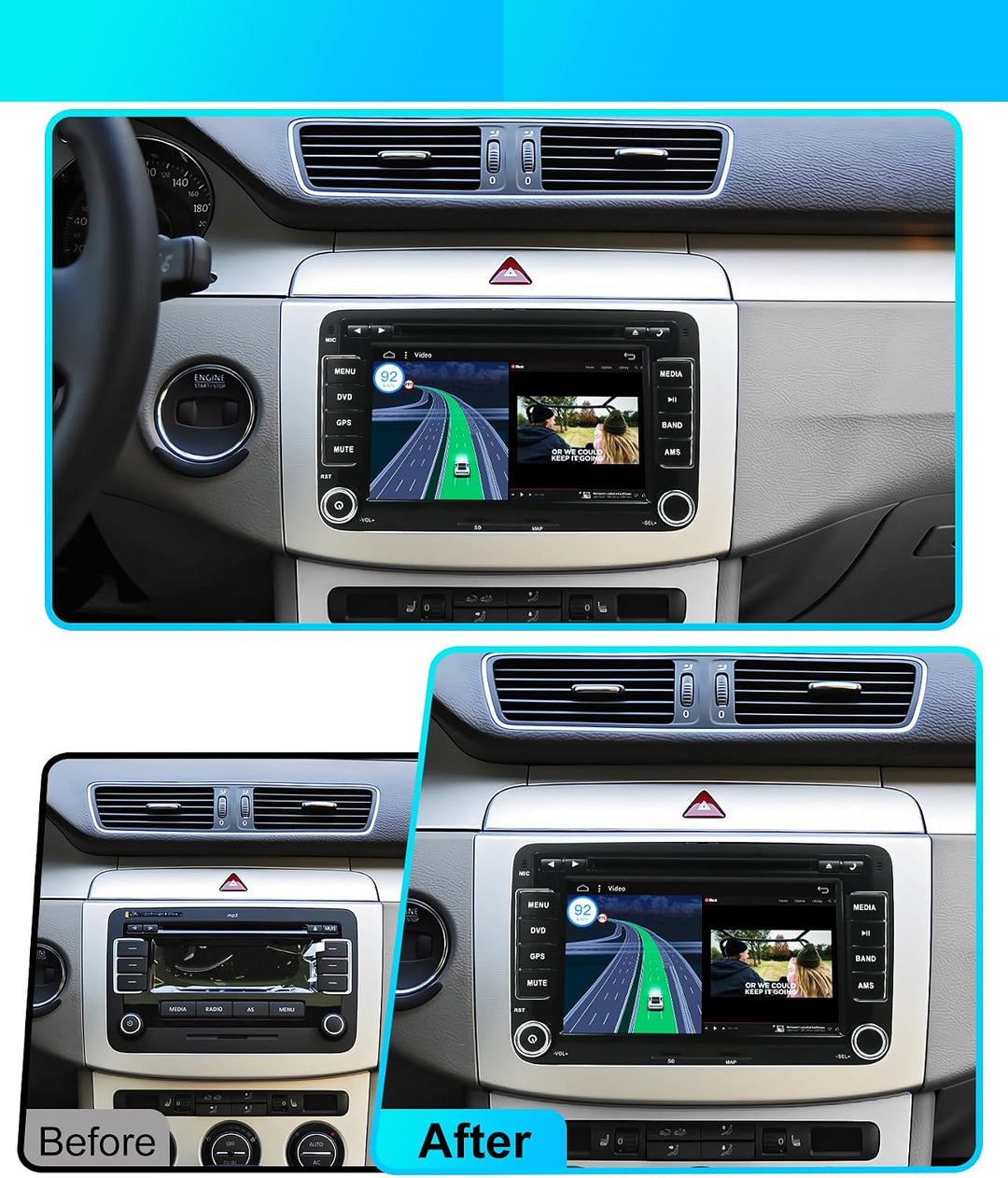 Android 12 IPS Autoradio Passt für Passat/Golf/Skoda/Seat/Jetta - 4G+64G - Eingebaut DSP/Carplay/And