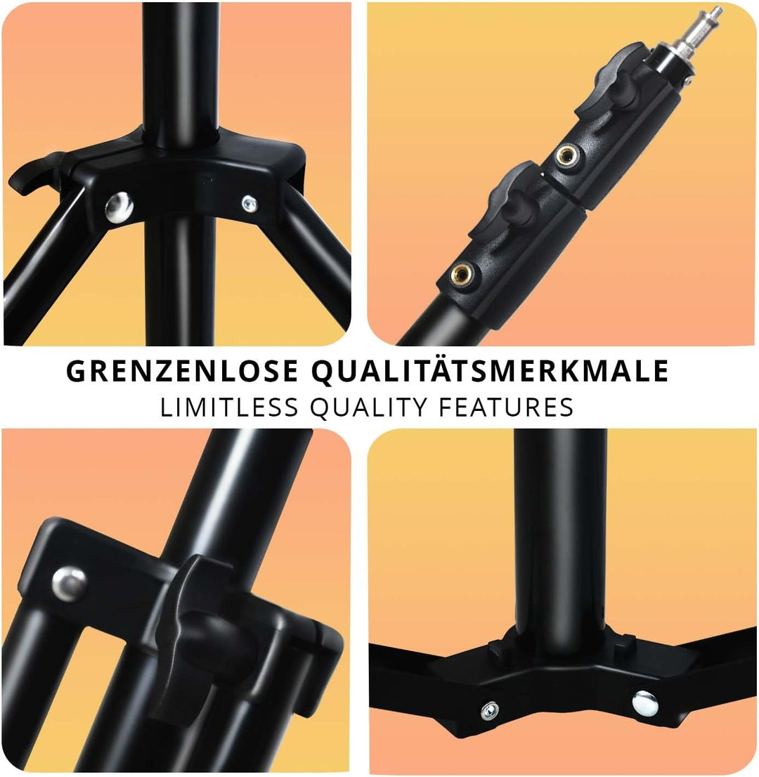 SWAVGO - 93 Zoll Kamera Beleuchtungsstativ Höhe 236,5 cm, verbreitetes Aluminiumstativ mit festem Ha