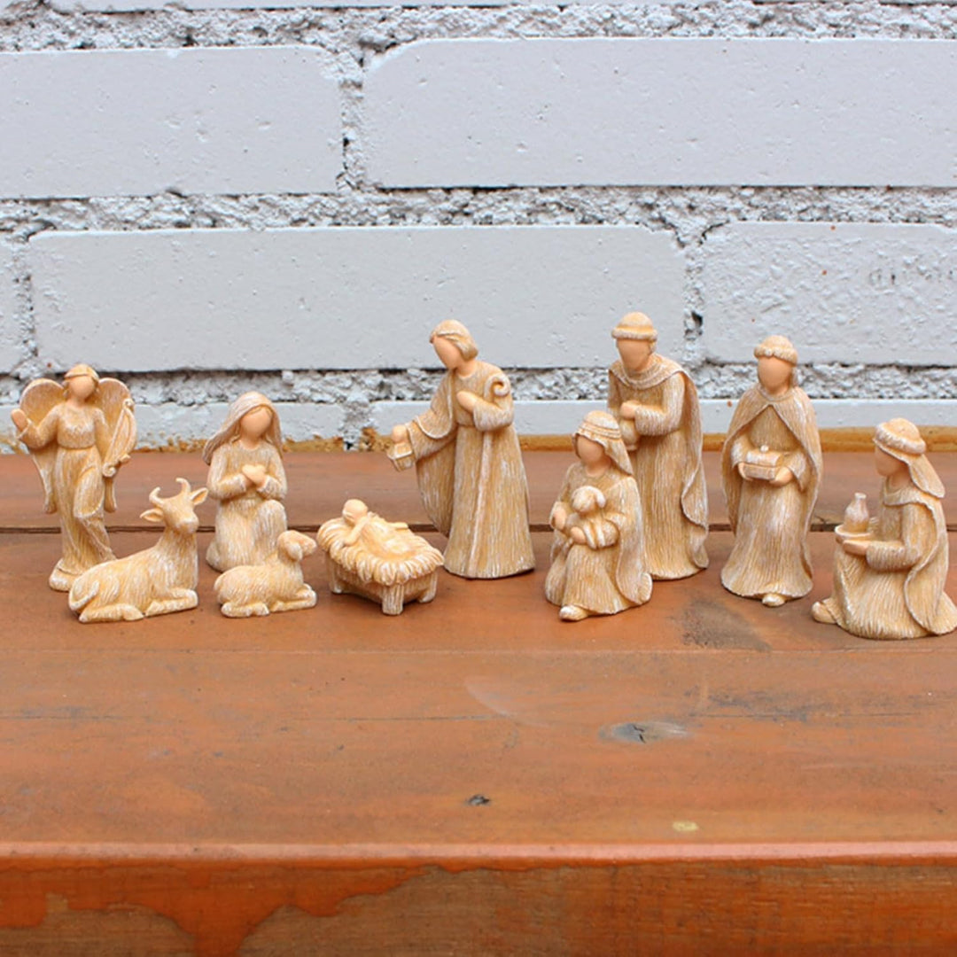 10pcs/Set Nativity Set Weihnachten Harz Religiöse Simulation Krippen -Szenendekorationen für Innenpa