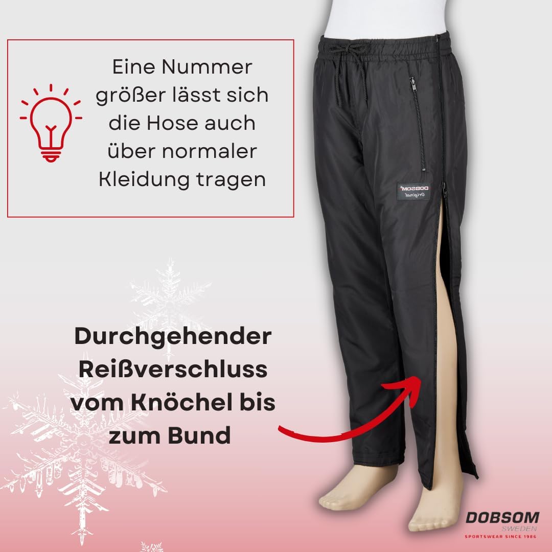 Dobsom Comfort Reha Hose für Kinder gefüttert I Kinderhose mit durchgehendem seitlichen Reissverschl