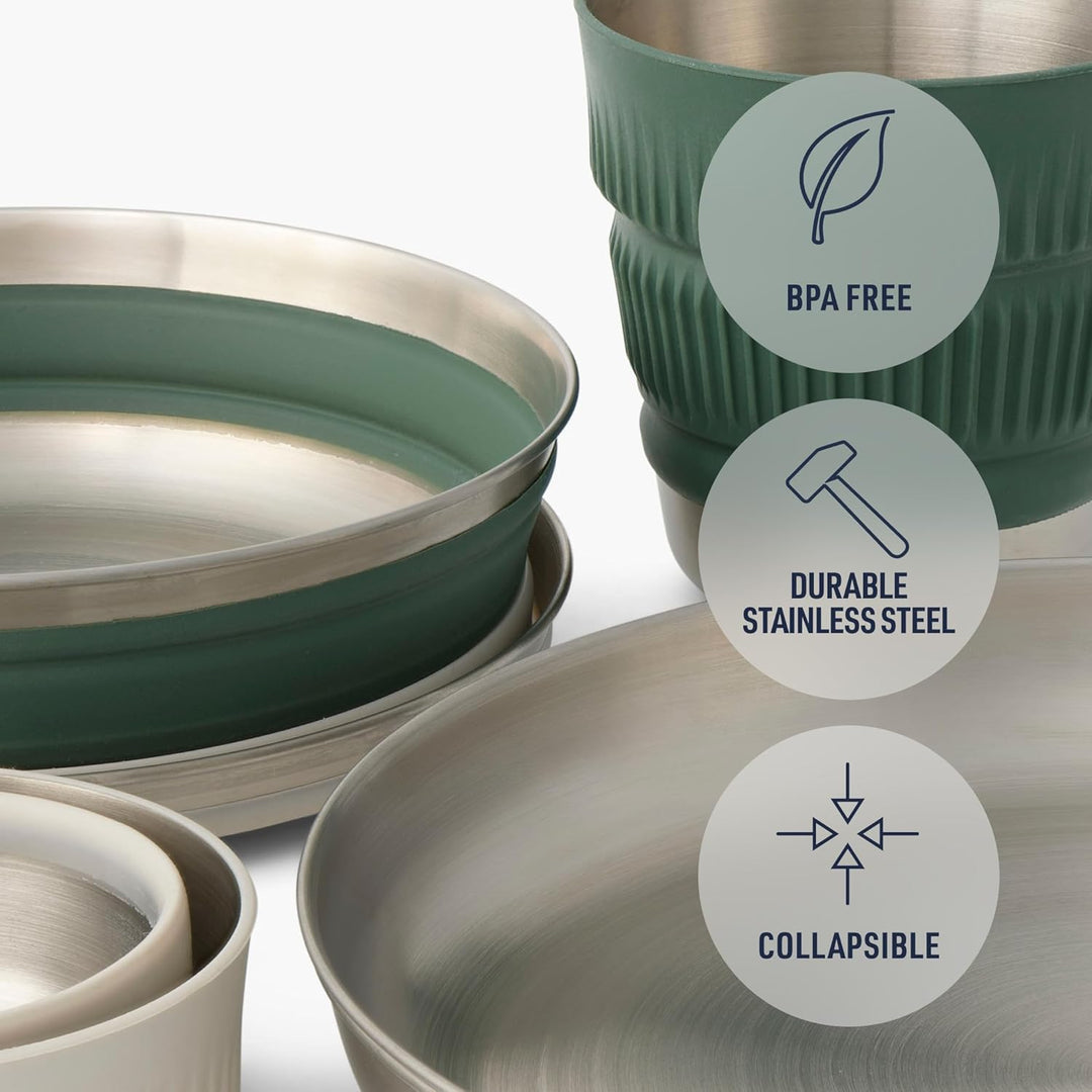 Sea to Summit Detour Stainless Steel Collapsible Dinnerware Set 2P 6-teilig - Geschirrset green-grey