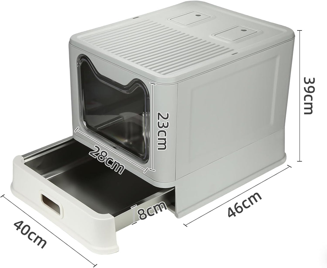 XXL Katzentoilette aus Edelstahl, Katzentoilette für grosse Katzen, doppelter Eingang, hohe Seite, a