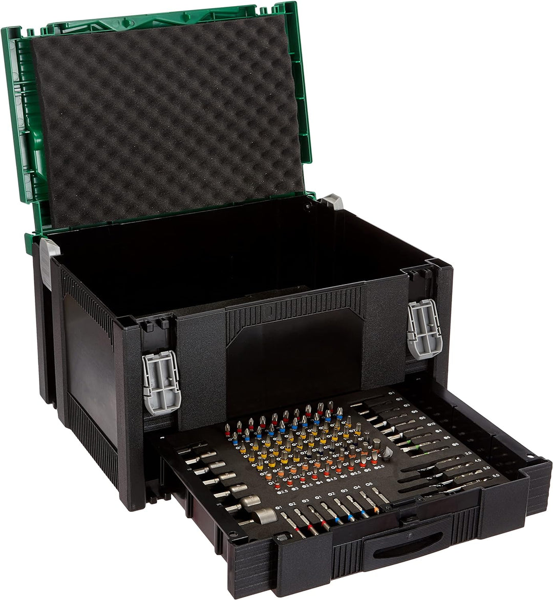 HIKOKI 40030037 Hit System Case mit 100tlg. Zubehör, Grün