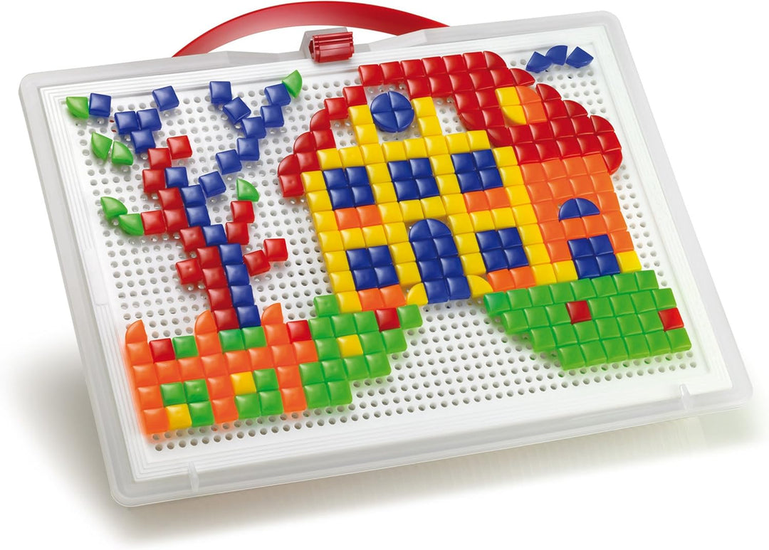 Quercetti FantaColor Portable, Mosaik Bastelset Kinder, Spielzeug ab 4 jahre für Kinder, Montessori