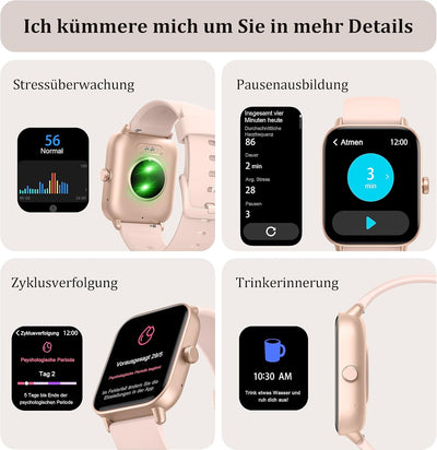 KALINCO Smartwatch für Damen Herren, Fitnessuhr 1.8 Zoll mit Telefonfunktion, Fitness Tracker Alexa