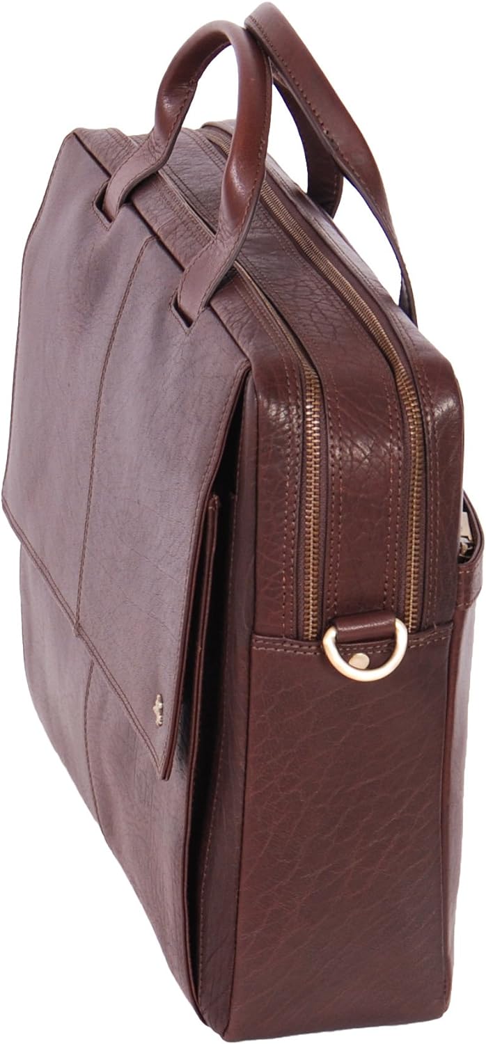 A1 FASHION GOODS Echtes Leder Aktenkoffer A124 Braun Laptop Organizer Arbeit Geschäftstasche