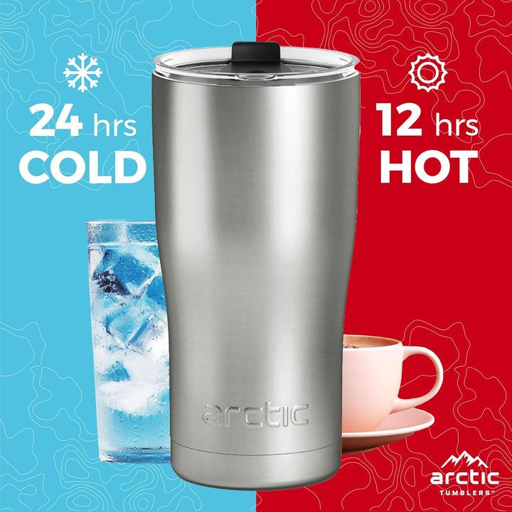 Arctic Tumblers Isolierter Becher mit Strohhalm und Reiniger, 590 ml, hält die Temperatur bis zu 24