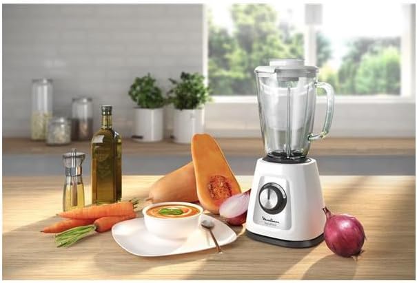 Moulinex Blendforce Cristal LM430110 Standmixer mit Glasaufsatz, 800 W, 4 Klingen mit Eiszerkleinerf