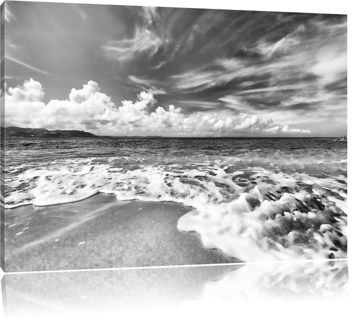 Pixxprint Sand Strand / 100x70cm Leinwandbild bespannt auf Holzrahmen/Wandbild Kunstdruck Dekoration