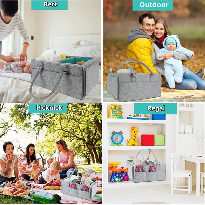 Baby Windel Caddy Organizer, Faltbare Filz Nursery Storage Bag Flexible Fächer Multi Pockets Portabl
