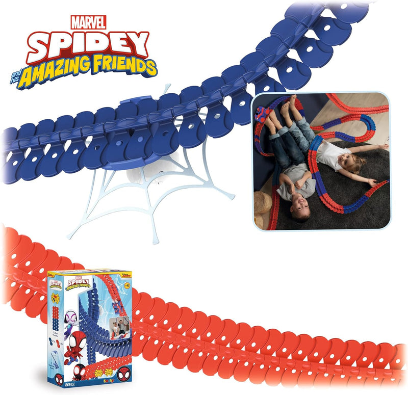 Smoby Toys - Spidey FleXtreme Schienen-Erweiterungsset (72 Schienen-Teile für 1,72 Meter & 2 Spinnen