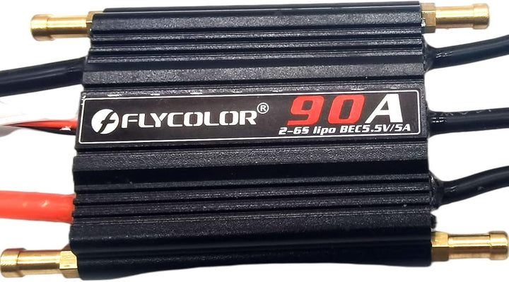 FLYCOLOR 90A Waterproof Brushless ESC Elektronischer Geschwindigkeitsregler mit 5.5V/5A BEC und XT90
