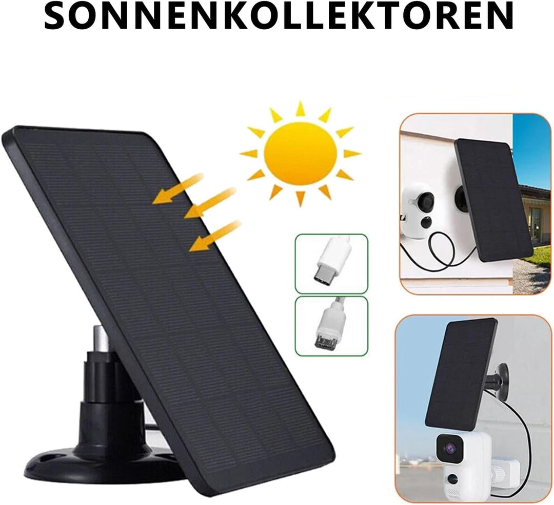 Solarpanel für Ring Kamera, 4W Solarmodul für Akku Überwachungskamera Aussen, Typ C Solar Ladegerät