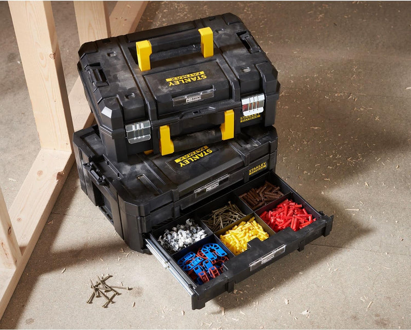 Stanley FatMax Pro-Stack Werkzeugkoffer Combo(21,5L Fassungsvermögen, mit 2 Schubladen und Organizer