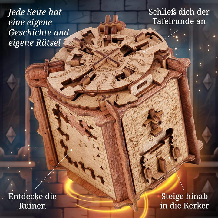 iDventure Cluebox - Das Geheimnis von Camelot - Escape Room Spiel - 3D Holzpuzzle - Sequenzielle Gel