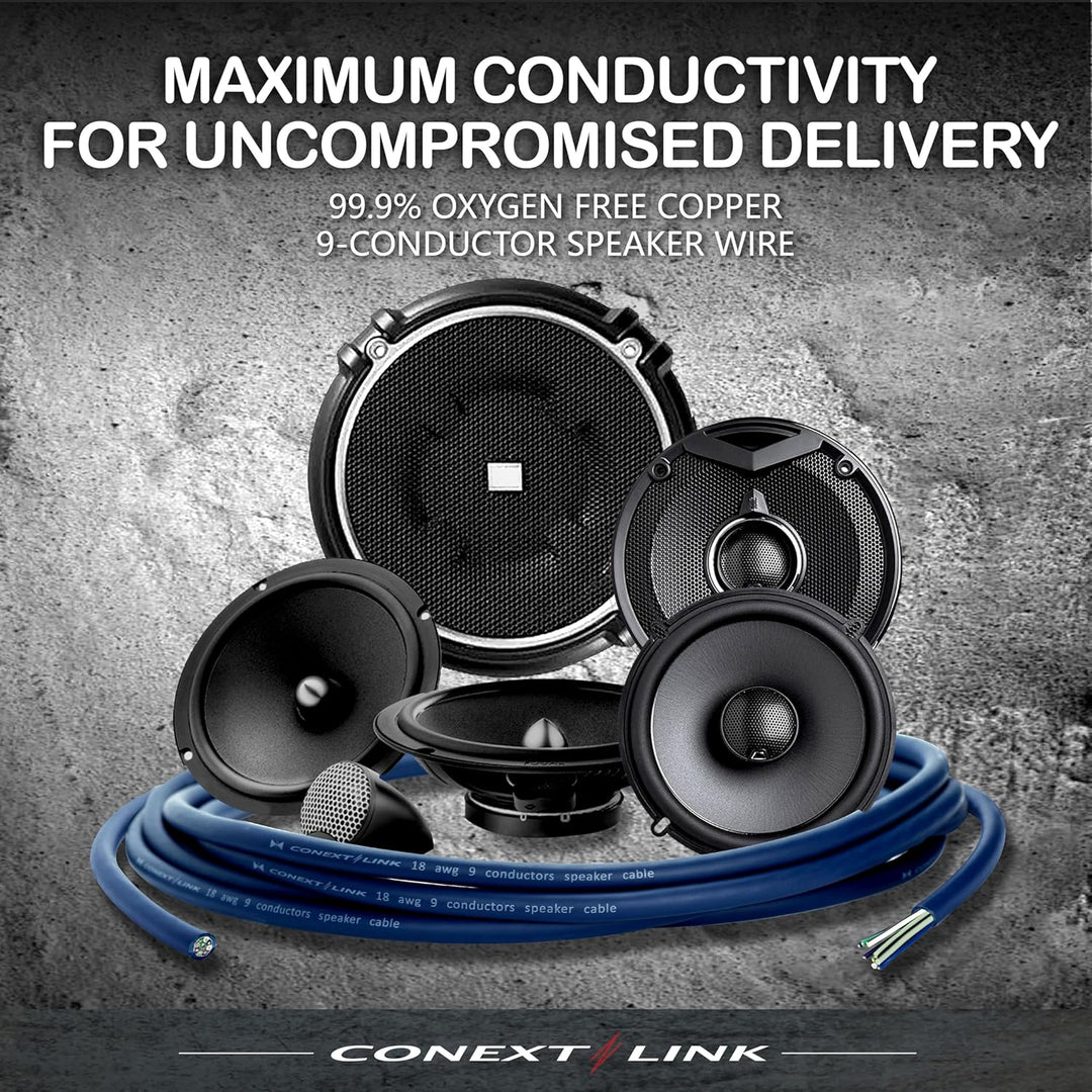 Conext Link MSC918-20 20 Feet 9 Conductors Blue Speed Wire Primary Wire Speaker Cable 18 AWG Gauge G