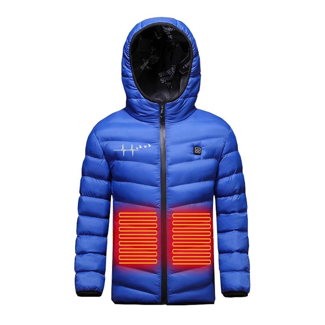 Beheizte Jacke Kinder Heizjacke Beheizbare Jacke mit Kapuze, Warme Jacke Heizjacke mit 3 Heizstufen,