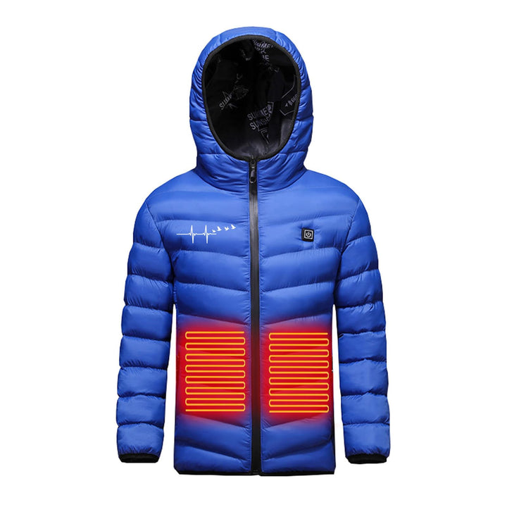 Beheizte Jacke Kinder Heizjacke Beheizbare Jacke mit Kapuze, Warme Jacke Heizjacke mit 3 Heizstufen,