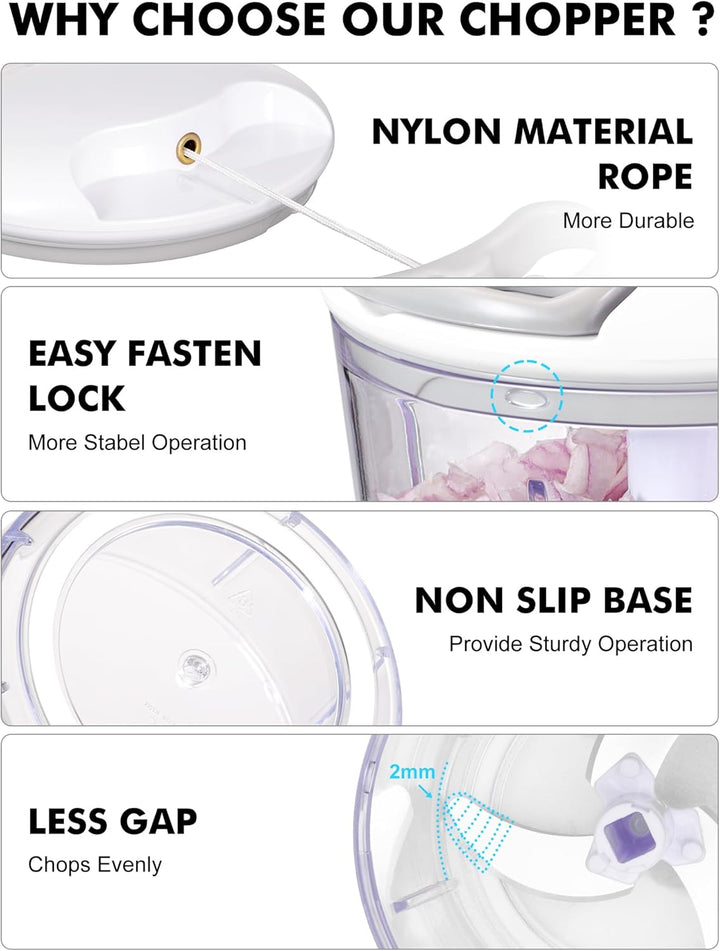 GDL Zwiebelschneider, 800ML Zwiebel Zerkleinerer mit Edelstahlklingen, Multizerkleinerer Gemüseschne