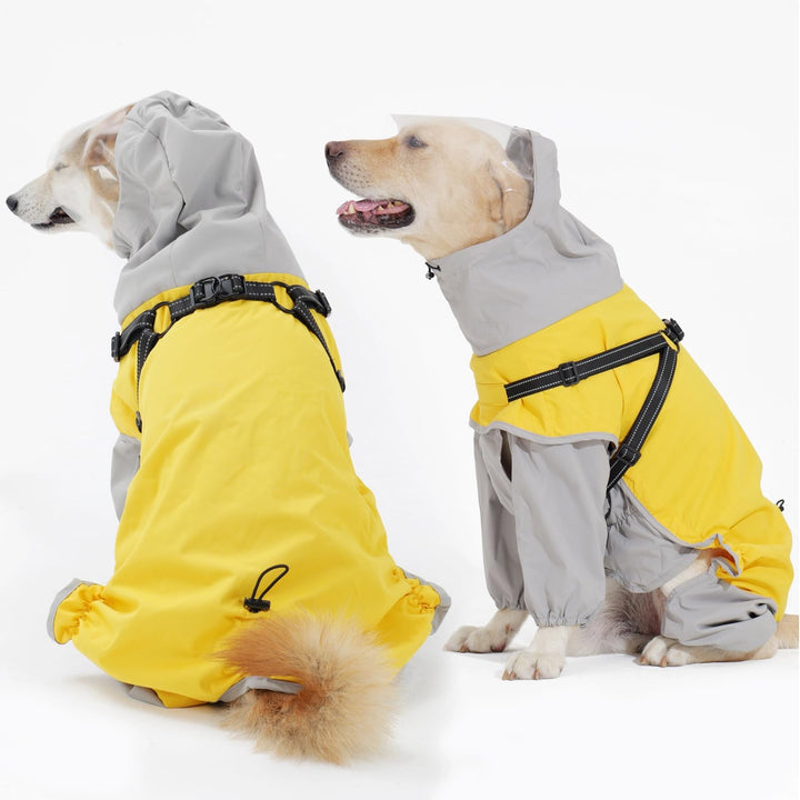 LIANZIMAU Regenmantel Hund Hunderegenmantel Wasserdicht mit Transparenter Kapuze - Reflektierender H