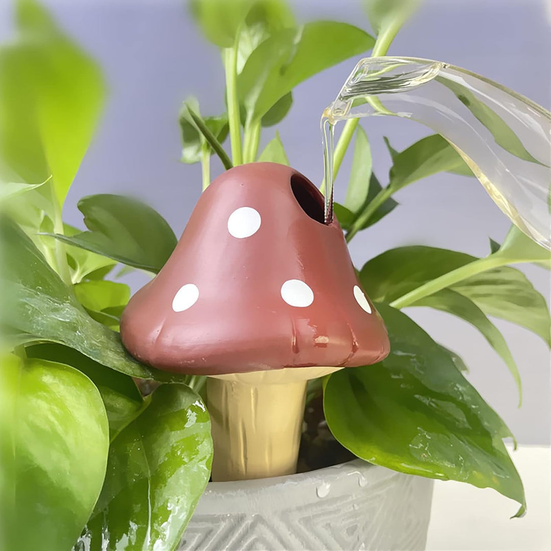 RoseFlower 4 pcs Terrakotta Pflanzenwässerungskugel, Pilz Form Automatische Pflanzenwasserer Bewässe