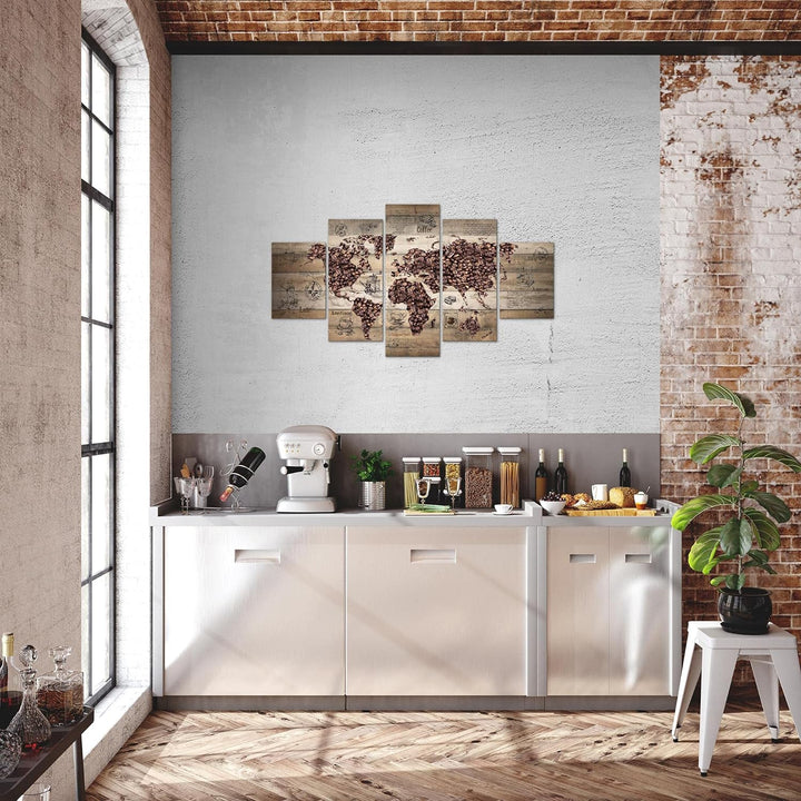 Runa Art Wandbilder Küche Kaffee 5 Teilig Bild auf Vlies Leinwand Deko Esszimmer Küchenbilder Weltka
