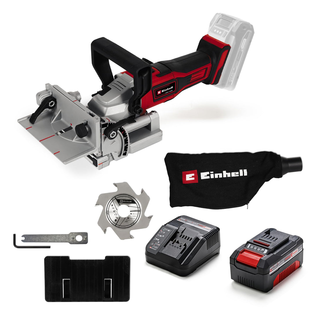 Einhell Akku-Flachdübelfräse TE-BJ 18 Li Power X-Change (18 V, Li-Ion, stufenlose Winkel-/Höheneinst