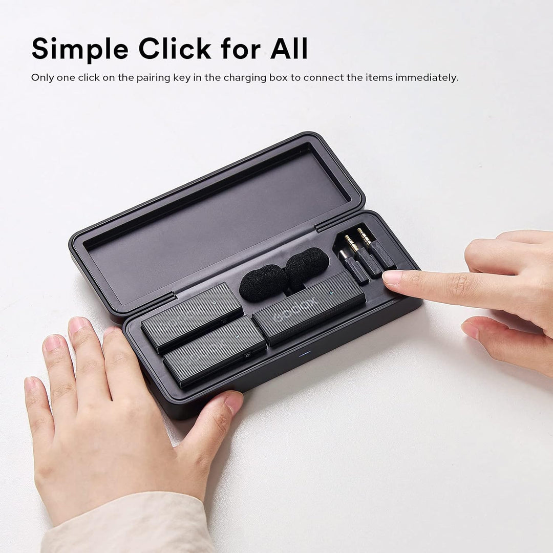 GODOX MoveLink Mini LT Kit2 kabelloses Mikrofon für iPhone, 100 m Reichweite, Geräuschunterdrückung,