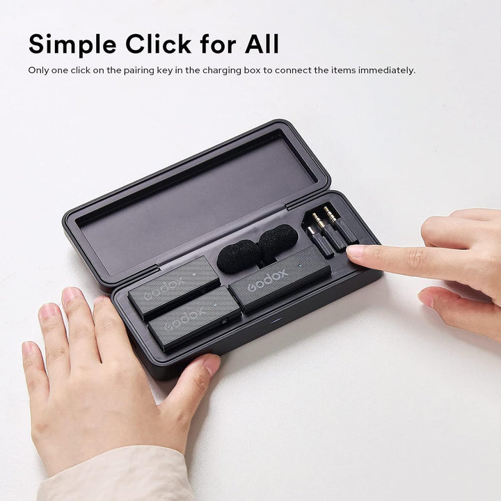 GODOX MoveLink Mini LT Kit2 kabelloses Mikrofon für iPhone, 100 m Reichweite, Geräuschunterdrückung,