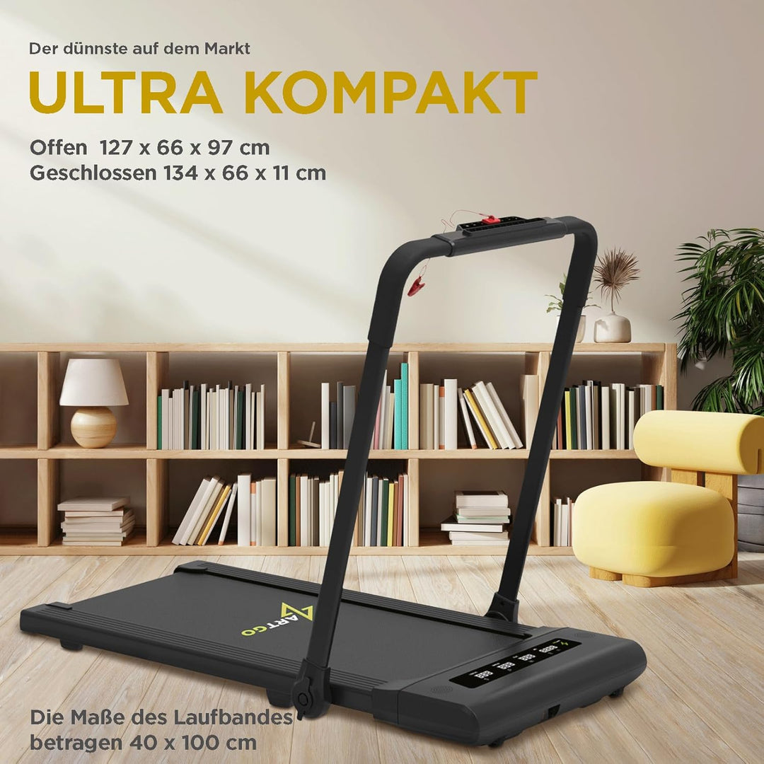 ArtGo GIOTTO 2-in-1 Elektrisches Laufband, 11 cm Dicke, 10 km/h, App KINOMAP ZWIFT BITGYM, Fernbedie