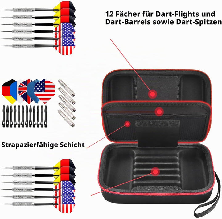 Dart Tasche Halter Aufbewahrungsorganizer für Stahlspitze und Weiche Spitze Darts, 12 pcs Dart Trage