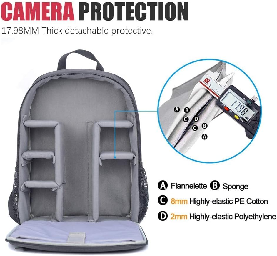 Cwatcun Kamerarucksack Camera Backpack Professioneller für spiegellose DSLR/SLR-Kamera, wasserdicht,