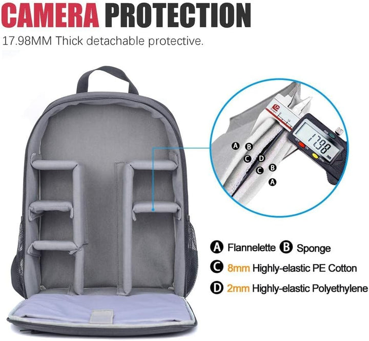 Cwatcun Kamerarucksack Camera Backpack Professioneller für spiegellose DSLR/SLR-Kamera, wasserdicht,