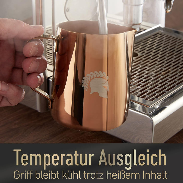 Barista Legends® Milchkännchen Edelstahl 600ml - mit speziellem Latte Art Ausguss - Milchkanne für H