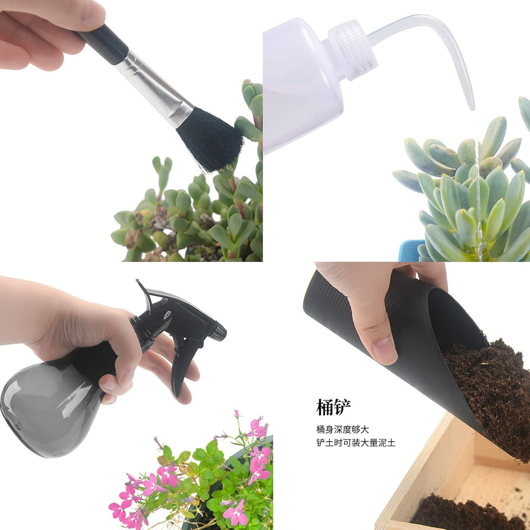 Sukkulenten-Werkzeug-Set, 14-teilig, Mini-Garten-Handwerkzeuge + 1 Pflanzen-Umtopfmatte, Zimmerpflan