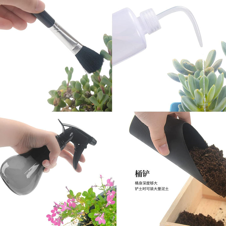 Sukkulenten-Werkzeug-Set, 14-teilig, Mini-Garten-Handwerkzeuge + 1 Pflanzen-Umtopfmatte, Zimmerpflan