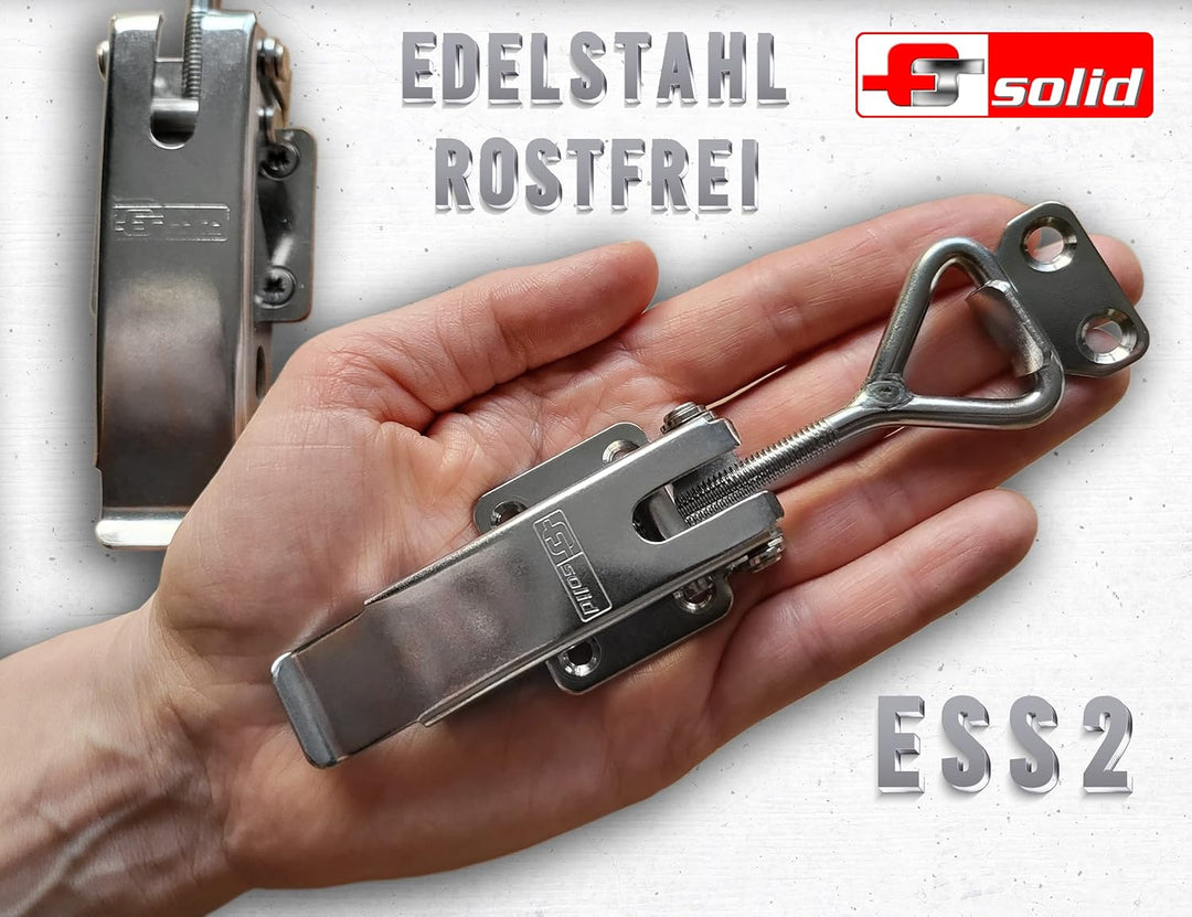 FTsolid einstellbarer Spannverschluss aus Edelstahl ESS2 Kistenverschluss rostfrei verstellbar Hebel