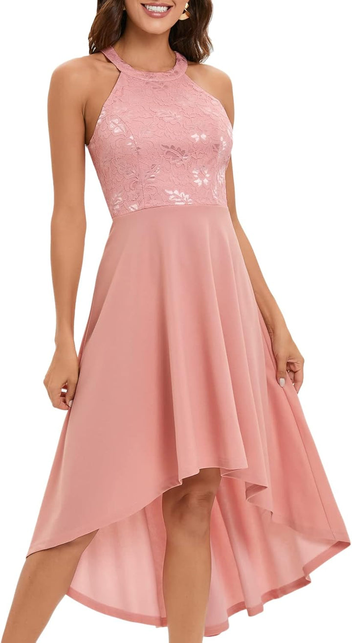 Bbonlinedress Abendkleider elegant für Hochzeit gast festliches Kleid Damen Neckholder Konfirmations