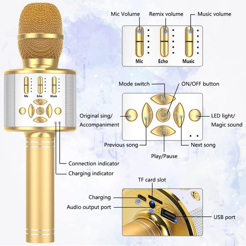 Bluetooth Karaoke Mikrofon, Ankuka Kabellos Mikrophon mit eingebauten Lautsprechern, Handheld Karaok