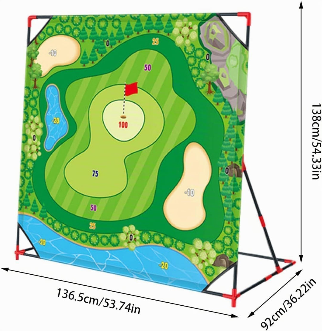 Golf Spielset für Zuhause mit Puttmatte, Klebebällen &amp; Tragetasche – Cornhole-Spiel für Garten, Juge