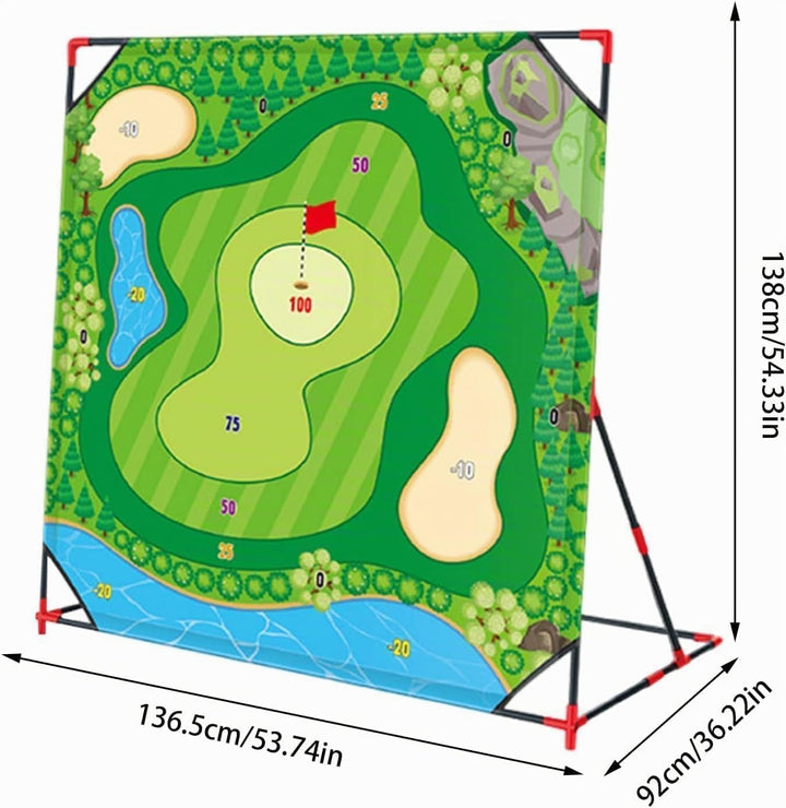 Golf Spielset für Zuhause mit Puttmatte, Klebebällen &amp; Tragetasche – Cornhole-Spiel für Garten, Juge