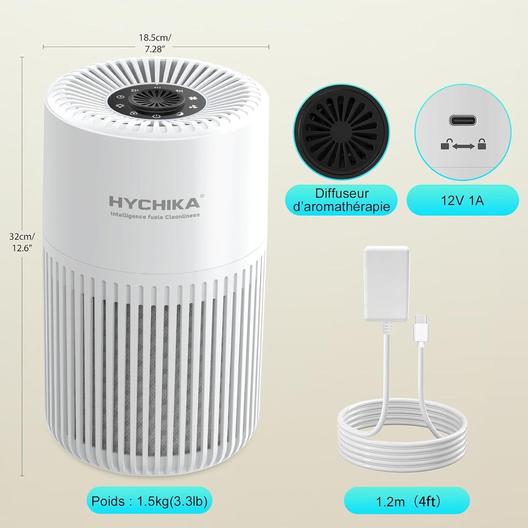 Luftreiniger Allergiker mit Aromatherapie - Air Purifier für Schlafzimmer,3-in-1 H13 HEPA Luftfilter