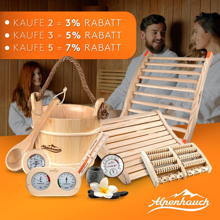 ALPENHAUCH Sauna Rückenlehne [aus 100% Naturholz] - Ergonomische Rückenlehne mit geschwungener S-For