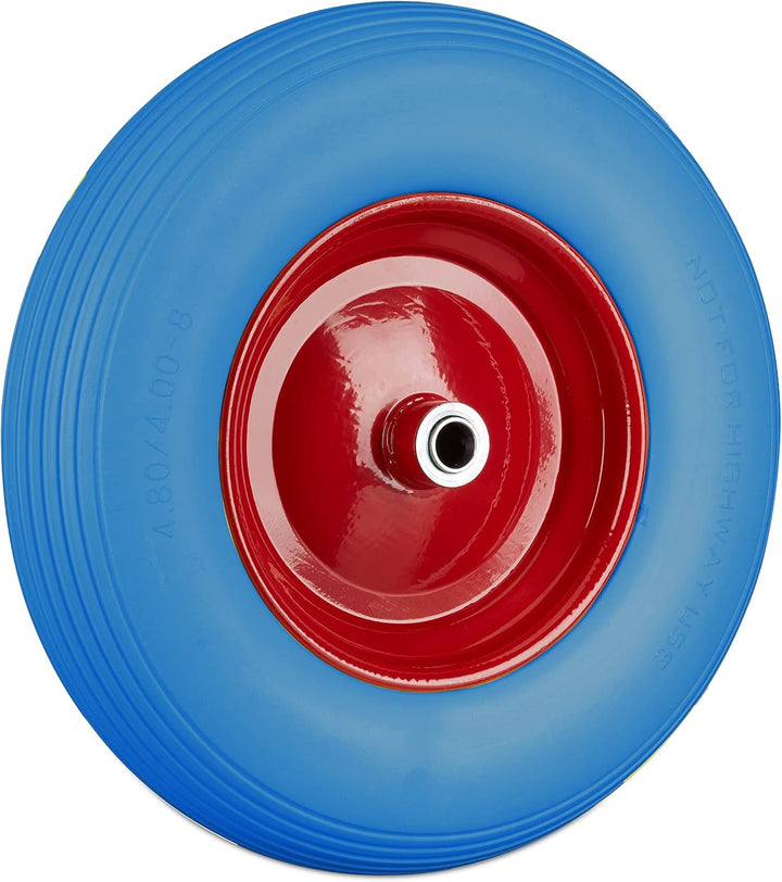 4 x Schubkarrenrad 4.80 4.00-8, Vollgummireifen und Stahlfelge, Ersatzrad pannensicher, 100kg Tragla