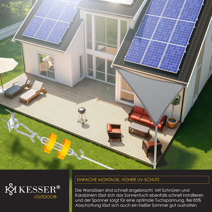 KESSER® Sonnensegel Sonnenschutz Windschutz | HDPE Gewebe | wasserabweisend &amp; windabweisend | Dreiec