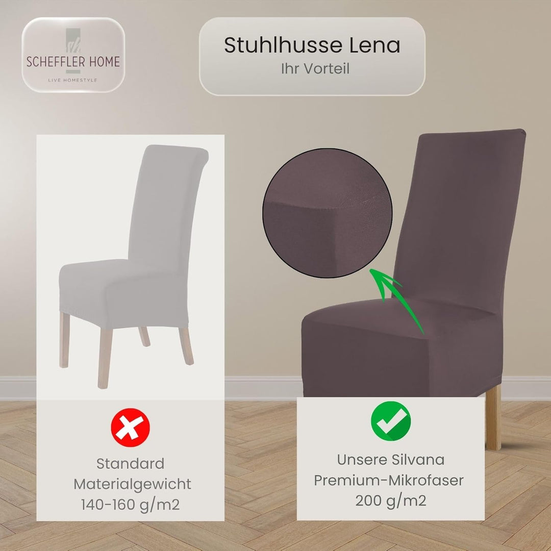 SCHEFFLER-Home Stuhlhussen 6er Set Lena Shark-Hai/elastische und langlebige Hussen für Stühle/Robust