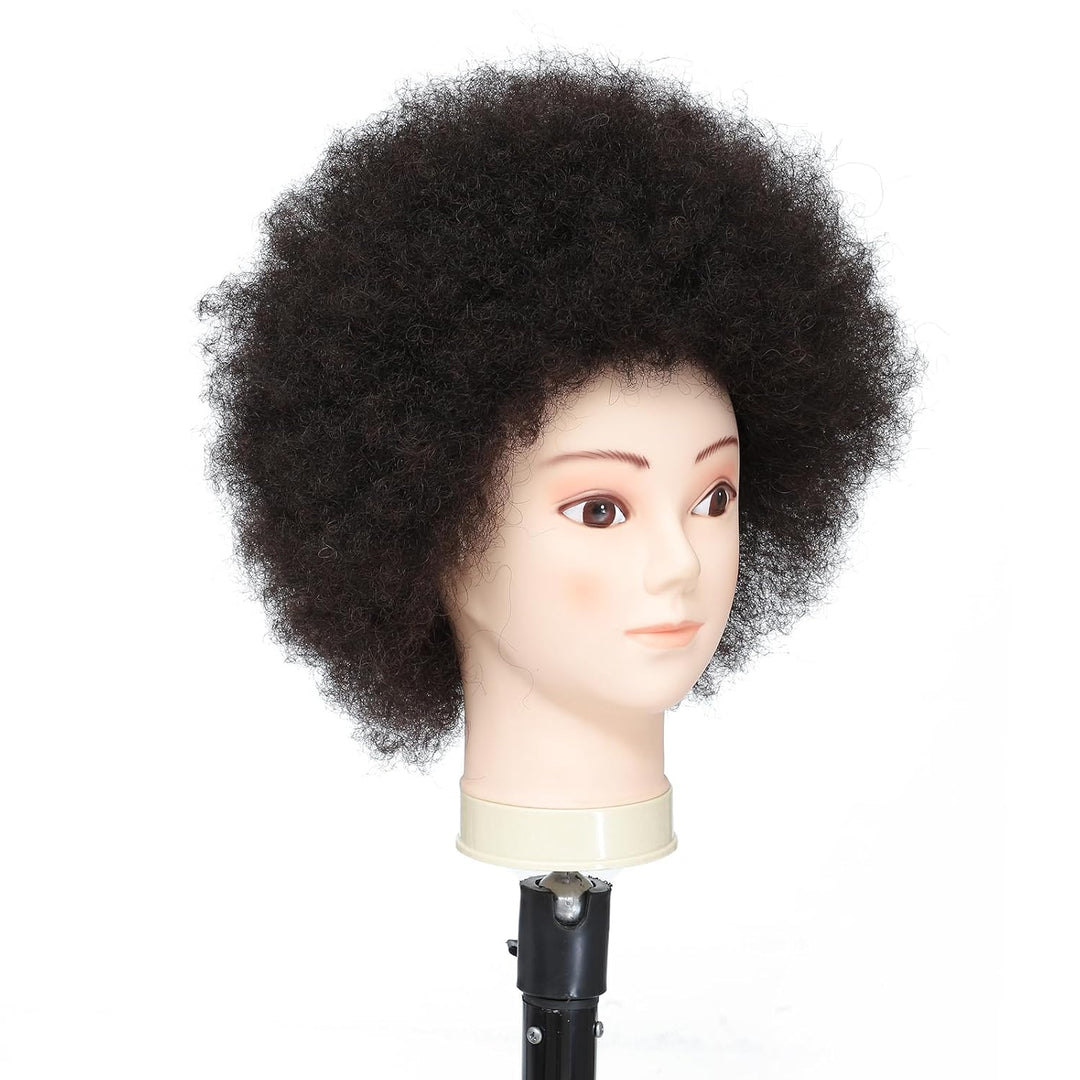 Tcwuzick Ausbildung Kopf African American mit 100% Echthaar Schaufensterpuppe Kopf Kosmetologie Afro