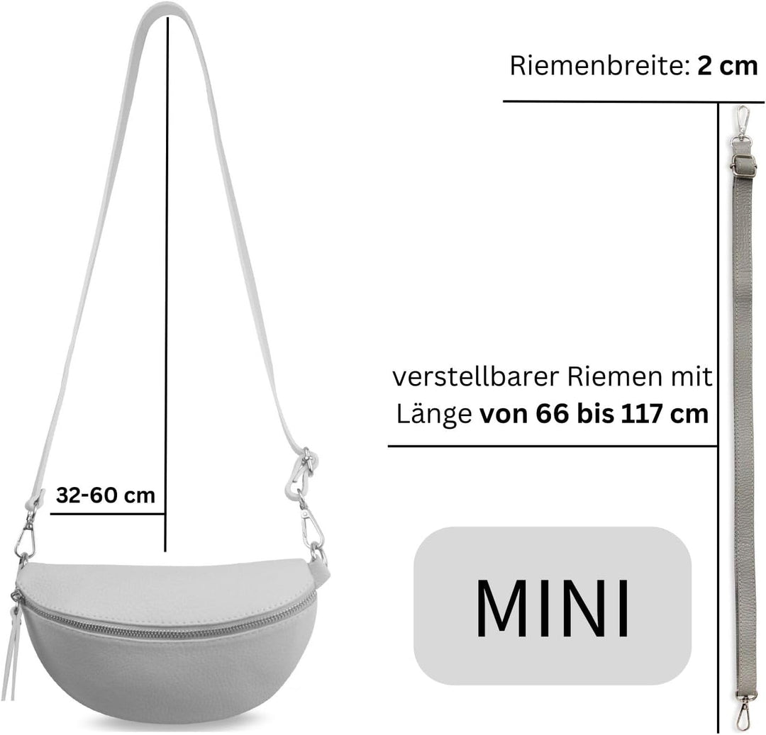 Frentree® Damen Echtleder Umhängetasche, Made in Italy, Crossbody Tasche Schultertasche mit silberne