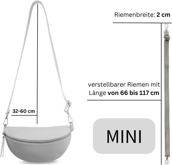 Frentree® Damen Echtleder Umhängetasche, Made in Italy, Crossbody Tasche Schultertasche mit silberne